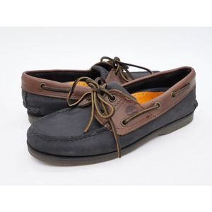 Timberland Boat Shoes Womens 6.5 Black Leather Moc Toe Casual Lace Up Comfort